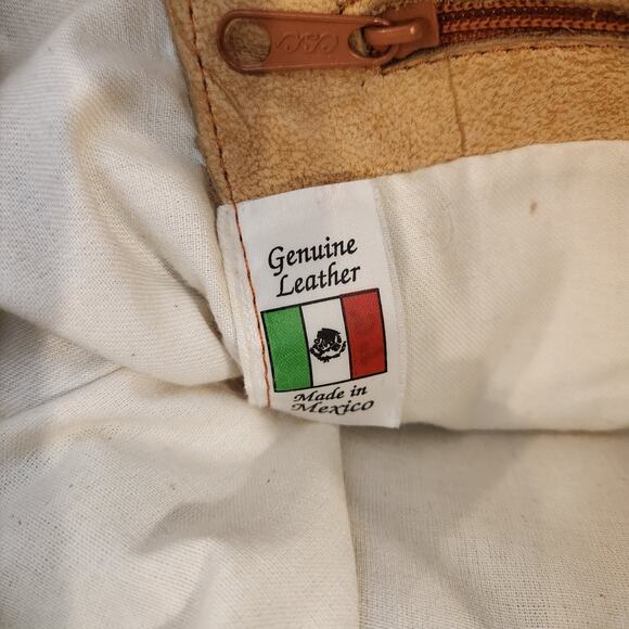 UNKNOWN Tan Supple Leather Adjustable Sling Shoulder Bag Western Womens FLAWED - Picture 4 of 12